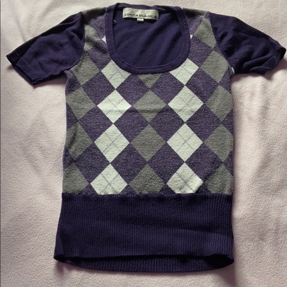 Purple argyle sweater top